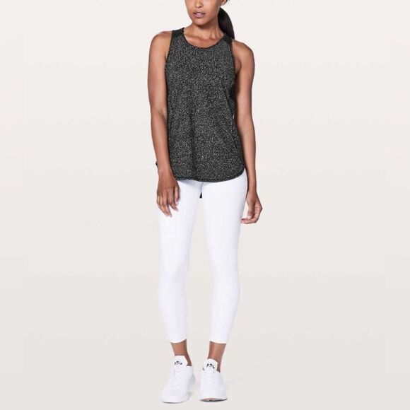 Lululemon Black Speckled Tank withMesh Detail size 6 - Picture 2 of 7